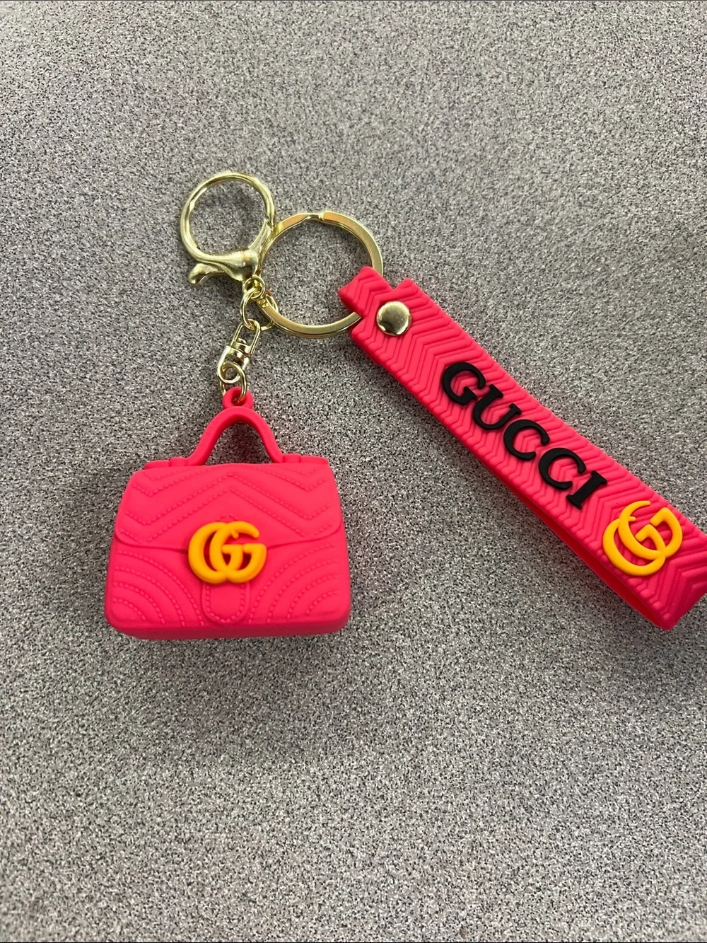 Gucci Pink Mini Bag Keychain with Gold-Tone Hardware